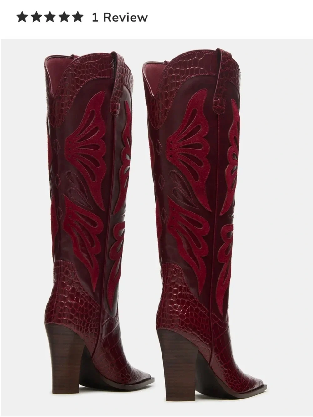 Steve Madden Burgundy Red Over-the-Knee Western Boots
